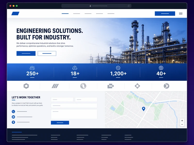 Site institucional B2B com formulários de contato